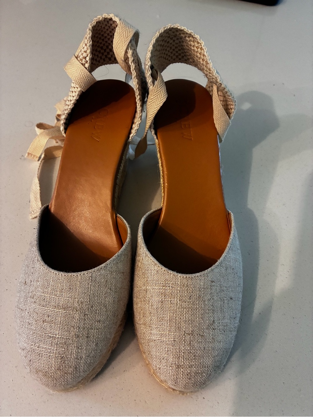 J. Crew Natural Beige Espadrille Wedge Sandals